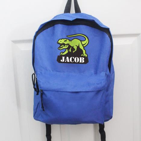 Personalised Dinosaur Blue Backpack Extra Image 2